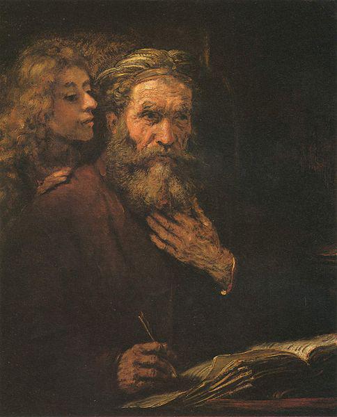 REMBRANDT Harmenszoon van Rijn Evangelist Mathaus und der Engel oil painting image